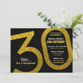 30e gouden glitter verjaardagsuitnodiging kaart (Staand voorkant)