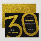 30e gouden glitter verjaardagsuitnodiging kaart (Voorkant / Achterkant)
