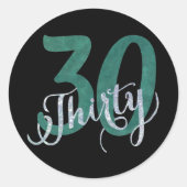 30e Groen | Black Birthday Jubileum Party | Ronde Sticker (Voorkant)