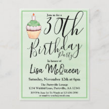 30e groene Waterverf Cupcake Birthday