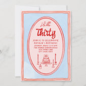 30e Hand Geschreven Getrokken Cake Eigenzinnige Re Kaart (Voorkant)