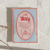 30e Hand Geschreven Getrokken Cake Eigenzinnige Re Kaart