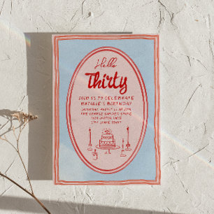 30e Hand Geschreven Getrokken Cake Eigenzinnige Re Kaart