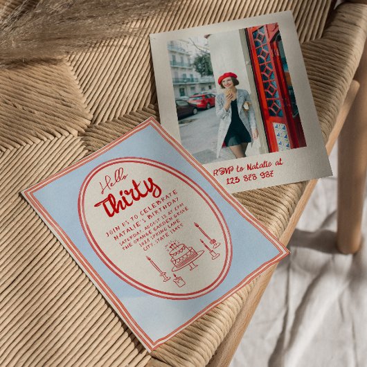 30e Hand Geschreven Getrokken Taart Eigenzinnige F Kaart