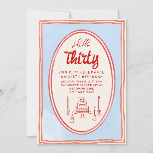 30e Hand Geschreven Getrokken Taart Eigenzinnige F Kaart (Voorkant)