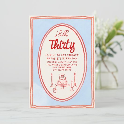 30e Hand Geschreven Getrokken Taart Eigenzinnige F Kaart (Staand voorkant)