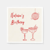 30e Hand getekend Roze Rode Mijlpaal Dertig Verjaa Servet (Voorkant)