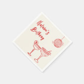 30e Hand getekend Roze Rode Mijlpaal Dertig Verjaa Servet (Hoek)