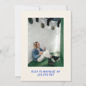 30e Hand Getrokken Blauwe Boog Martini Foto Verjaa Kaart (Achterkant)