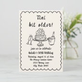 30e Hand getrokken Champagne Cake Fun Verjaardagsf Kaart (Staand voorkant)