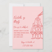 30e Hand Getrokken Champagne Toren Foto Verjaardag Kaart (Voorkant)