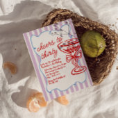 30e Hand getrokken Kleurrijke Champagne Glas Verja Kaart