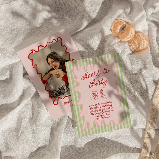 30e Hand getrokken Kleurrijke Foto Dertig Leuke Ve Kaart