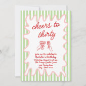 30e Hand Getrokken Kleurrijke Strepen Verjaardagsf Kaart (Voorkant)