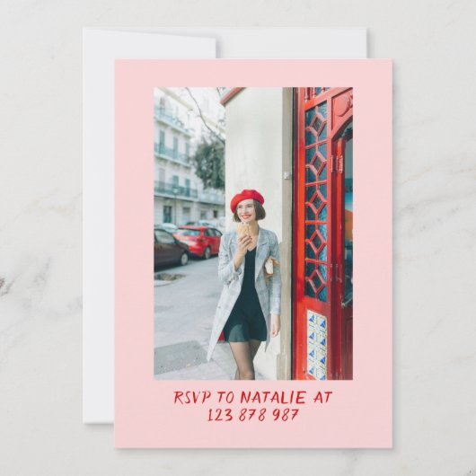 30e Hand Getrokken Rode Boog Champagne Foto Verjaa Kaart (Achterkant)