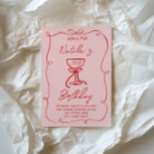 30e Hand Getrokken Rode Boog Martini Dertig Verjaa Kaart