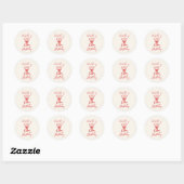 30e Hand Getrokken Roze Bow Champagne Glas Verjaar Ronde Sticker (Vel)