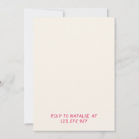 30e Hand Getrokken Roze Bow Martini Doddle Verjaar Kaart (Achterkant)