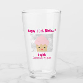 30e Happy Birthday Cute Pink Cupcake Souvenir Glas