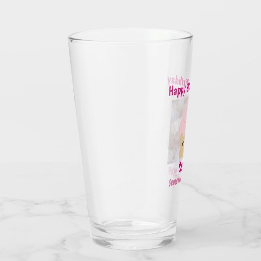 30e Happy Birthday Cute Pink Cupcake Souvenir Glas (Rechts)