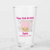 30e Happy Birthday Cute Pink Cupcake Souvenir Glas (Voorkant)