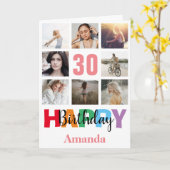 30e Happy Birthday Fotocollage Moderne Roze Kaart (Gele Bloem)
