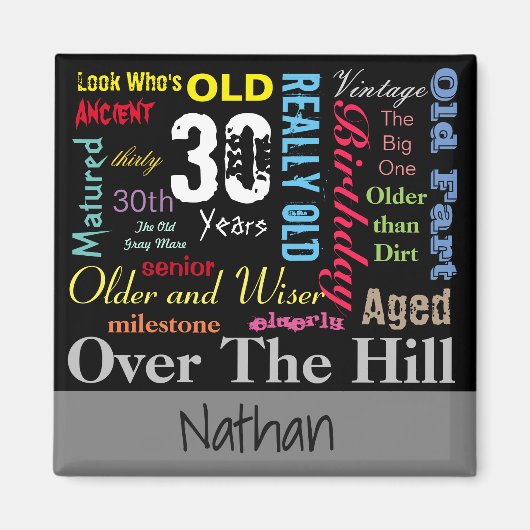 30e Happy BIrthday in een graffiti stijl Magneet (Voorkant)