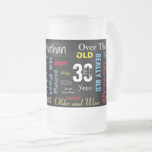 30e Happy BIrthday in een graffiti stijl Matglas Bierpul (Voorkant rechts)