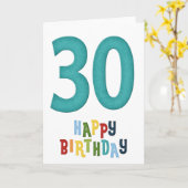 30e Happy Birthday Kaart Design 2 (Gele Bloem)