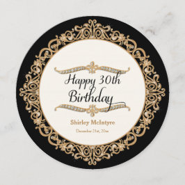 30e Happy Birthday Party Celebration Round Invite Kaart