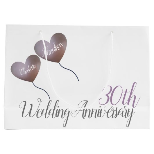 30e huwelijksfeest hartballonnen groot cadeauzakje (Achterkant)