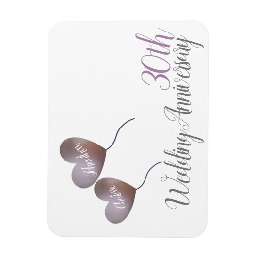 30e huwelijksfeest hartballonnen magneet (Verticaal)