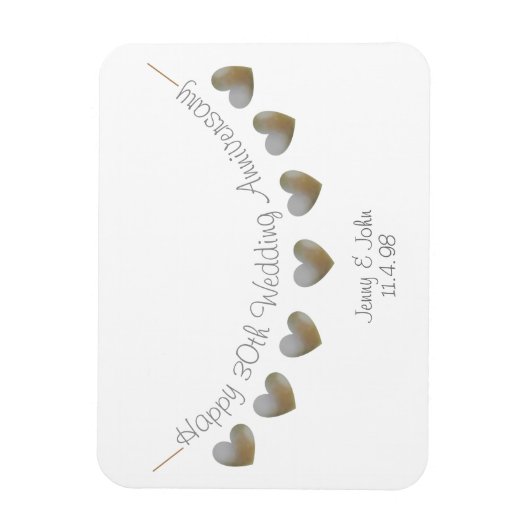 30e huwelijksfeest met een cadeau voor de bruiloft magneet (Verticaal)