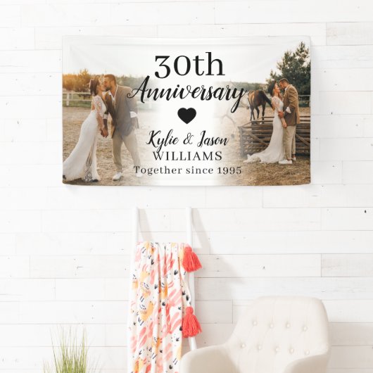 30e huwelijksjubileum aangepaste 2 foto-collage spandoek (Insitu)