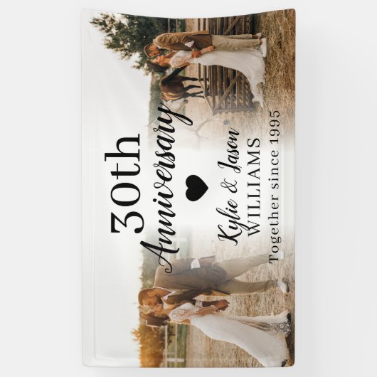 30e huwelijksjubileum aangepaste 2 foto-collage spandoek (Verticaal)