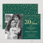30e huwelijksjubileum met foto - groen goud kaart (Voorkant / Achterkant)