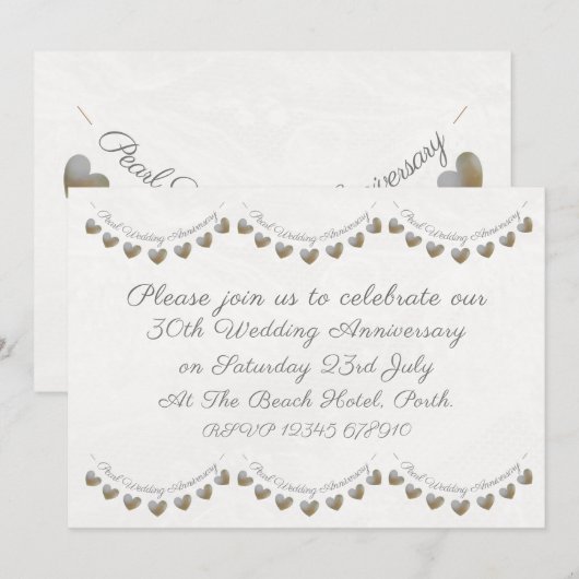 30e huwelijksjubileum parel slinger uitnodiging (Voorkant / Achterkant)
