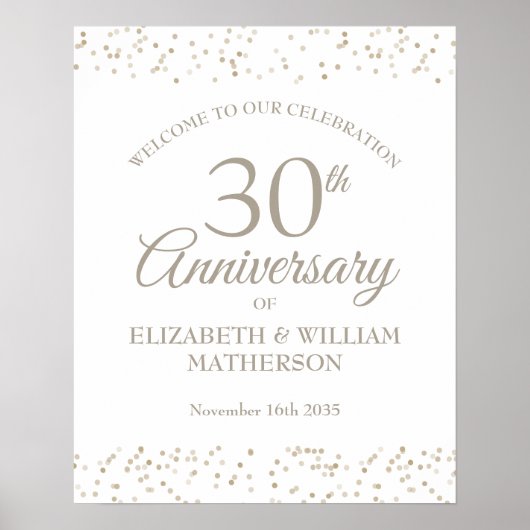 30e huwelijksjubileum Parelstof Welkom bord Poster (Voorkant)