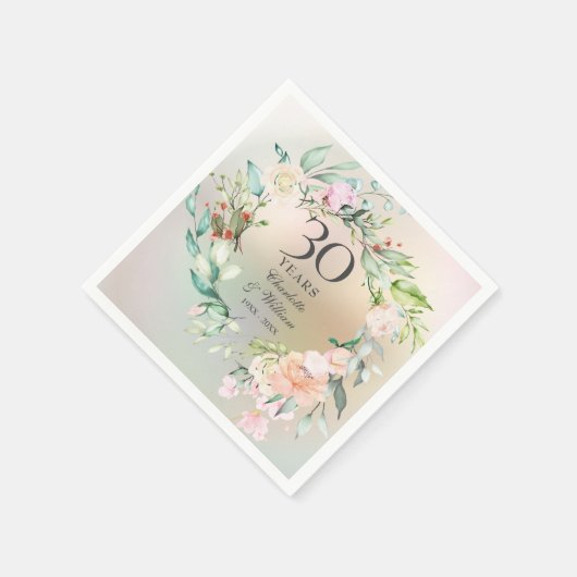 30e huwelijksjubileum rozenkrans parel servet (Hoek)