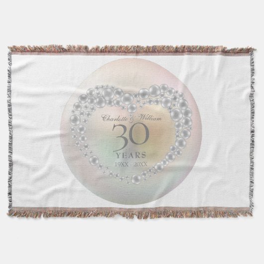 30e huwelijksverjaardag Chic Parel Hart Deken (Voorkant)