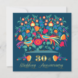 30e huwelijksverjaardag Folk Art Kaart