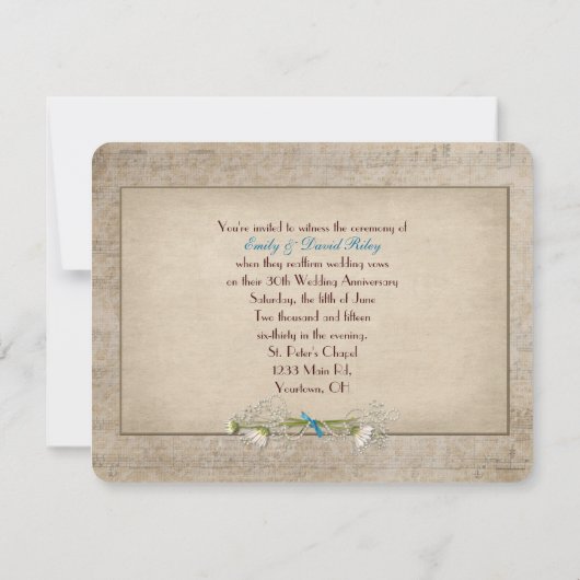 30e huwelijksverjaardag hernieuwing van geloften kaart (Achterkant)