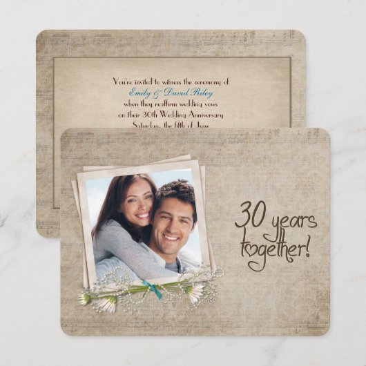 30e huwelijksverjaardag hernieuwing van geloften kaart (Voorkant / Achterkant)