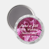 30e, huwelijksverjaardag Parels & Roze Bloemen Swi Magneet (Voorkant / Achterkant)