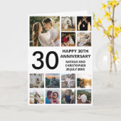 30e Jubileum 13 Foto Collage Black and White Kaart (Gele Bloem)