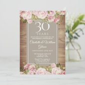 30e Jubileum Boho Rustic Rozen Kaart (Staand voorkant)