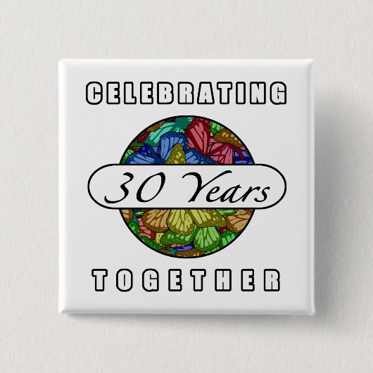 30e Jubileum (Butterflies) Vierkante Button 5,1 Cm (Voorkant)