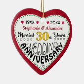 30e Jubileum cadeau hartvormige kerst Keramisch Ornament (Rechts)