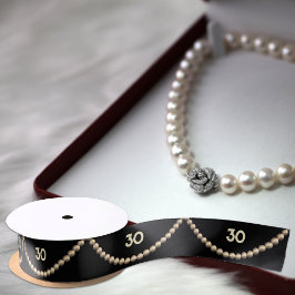 30e Jubileum / Chic Birthday Pearls - nummer Satijnen Lint