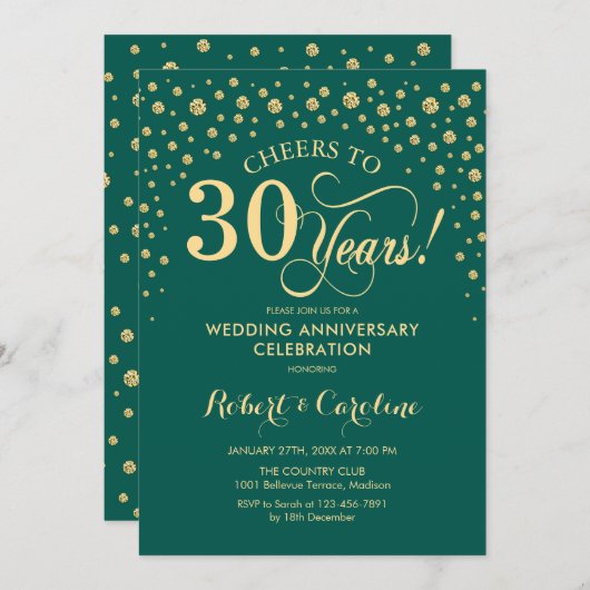 30e Jubileum - Emerald Green Gold Kaart (Voorkant / Achterkant)